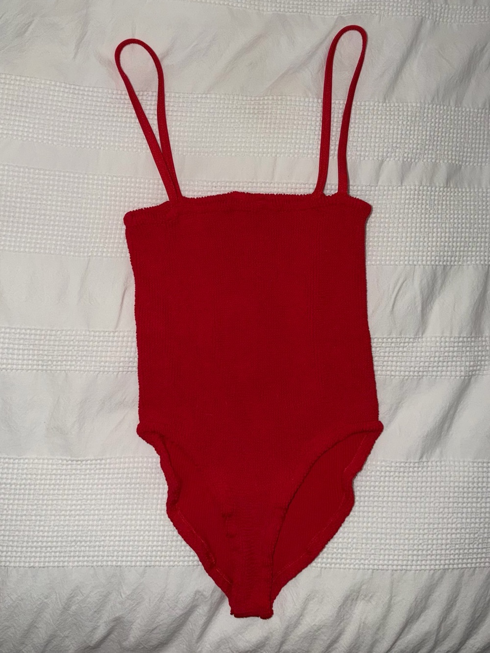 Hunza G Maria Swimsuit Red Cherry Pamela Crinkle Bikini One Piece Monokini - Picture 2 of 3